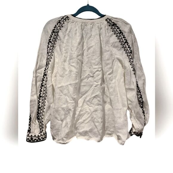Lauren Ralph Lauren Embroidered Beaded Linen Blouse, Boho Cottagecore | PL - Picture 6 of 14